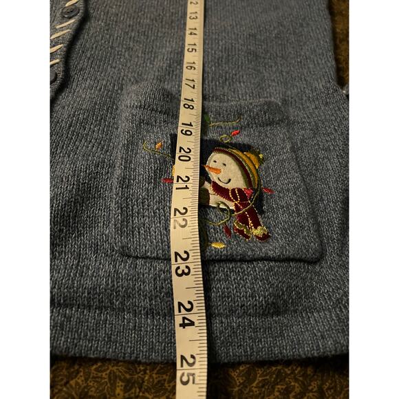 Vintage breckenridge cardigan Christmas sweater winter holiday snowman pockets L - Picture 7 of 9